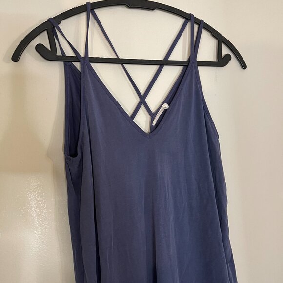 Lush XS Blue Summer Wrap Dress – Crisscross Back, High-Low Hem - Picture 3 of 11